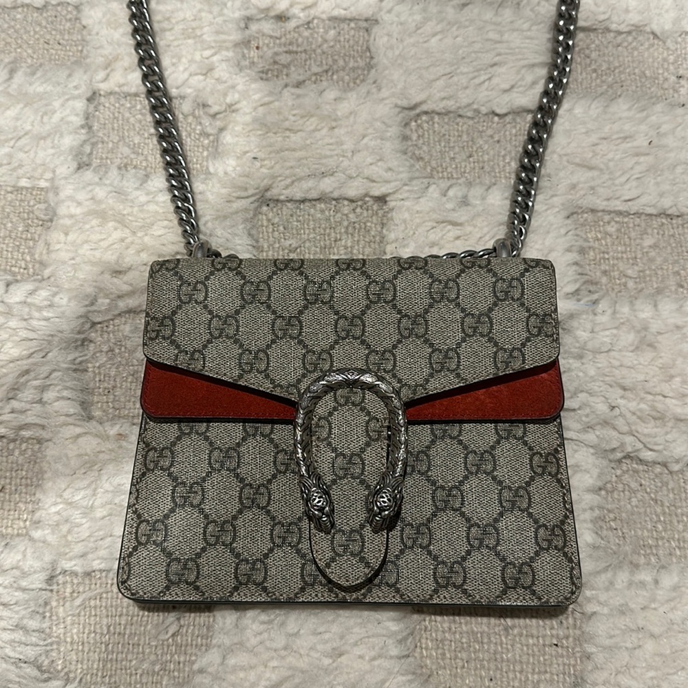 Gucci Dionysus Mini Bag - GG canvas and red suede
